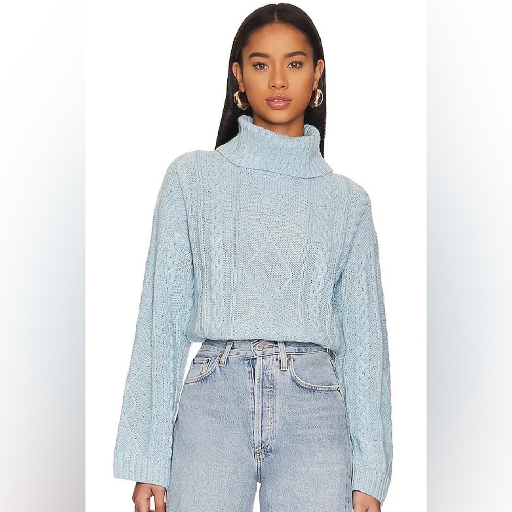Mod Cable Sweater in Frosty Blue